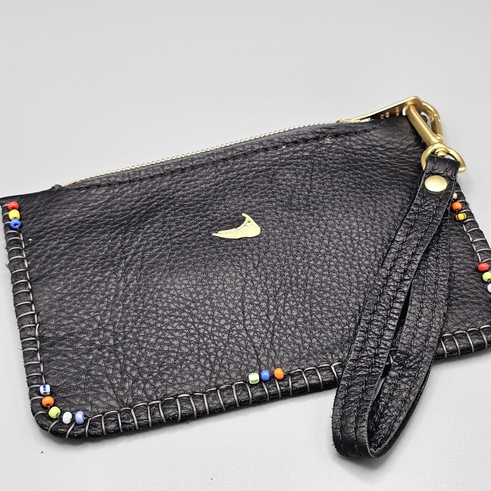 Nancy Jakubik "Jack" Nantucket Beaded Leather Wristlet Pouch- One Of A Kind
